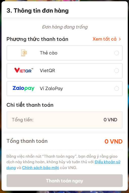 Chọn phương thức thanh toán