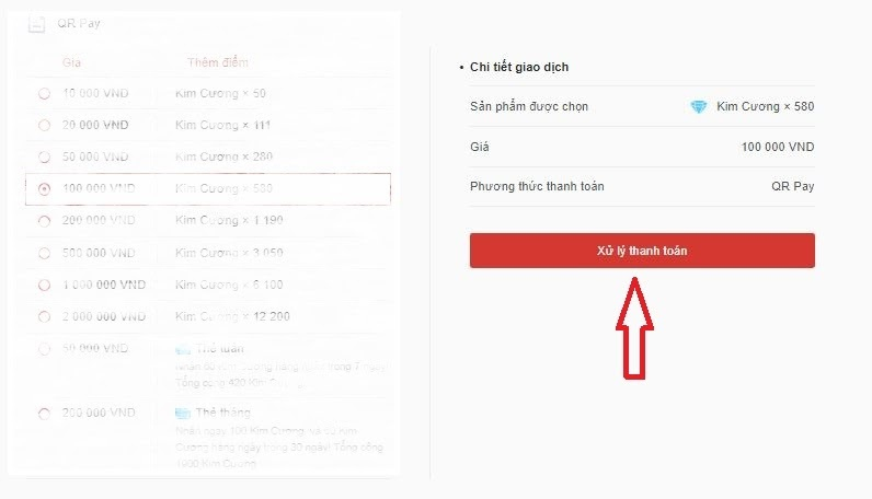 thanh toán nạp game free Fire bằng QR Pay